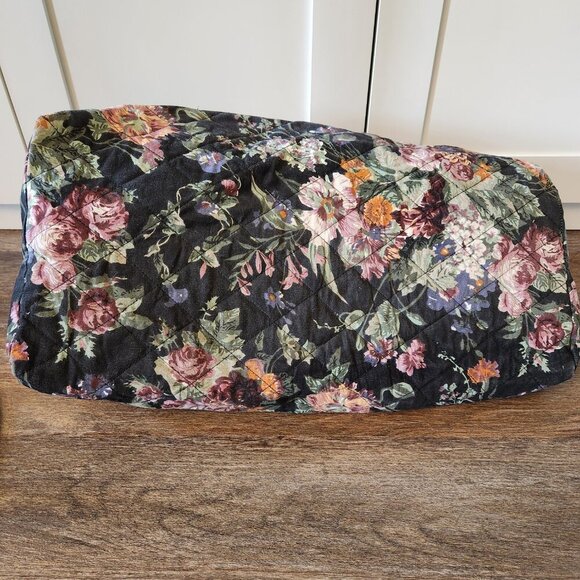 Vintage 90s Floral Tapestry Weekender Duffle Bag Black Rose Cottagecore Boho - Picture 3 of 7